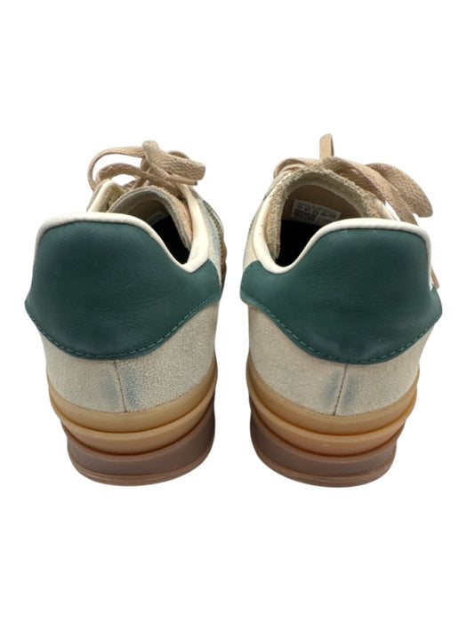 Adidas Shoe Size 11 Cream Beige & Green Leather Upper T Toe Suede Sneakers Cream Beige & Green / 11