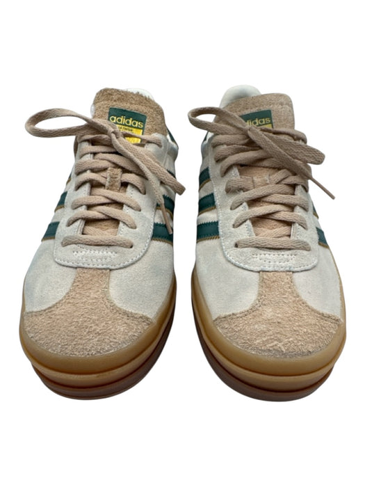 Adidas Shoe Size 11 Cream Beige & Green Leather Upper T Toe Suede Sneakers Cream Beige & Green / 11