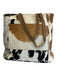 Myra Bag Brown & White Leather Pony Hair Cow Print Zip Top Tote Bag Brown & White