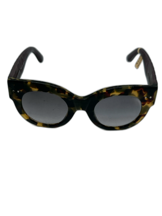 Bottega Veneta Brown, Tan, Green Acetate Woven Tortoise Cat Eye Sunglasses Brown, Tan, Green