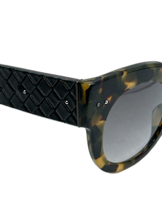 Bottega Veneta Brown, Tan, Green Acetate Woven Tortoise Cat Eye Sunglasses Brown, Tan, Green