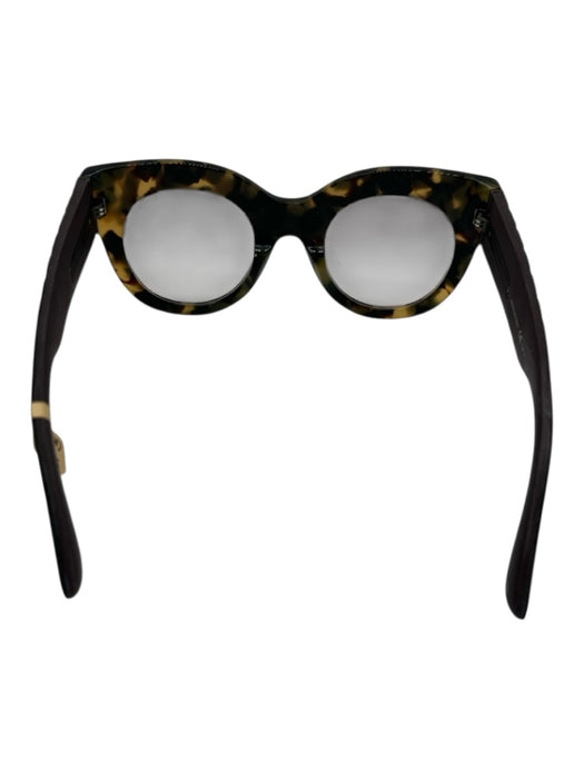 Bottega Veneta Brown, Tan, Green Acetate Woven Tortoise Cat Eye Sunglasses Brown, Tan, Green
