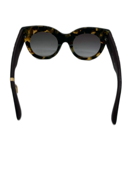 Bottega Veneta Brown, Tan, Green Acetate Woven Tortoise Cat Eye Sunglasses Brown, Tan, Green