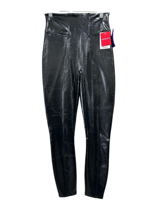 Spanx Size XS Black Polyester Blend Faux Leather Stitching Detail Leggings Black / XS