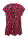 Saloni Size 4 Red, Pink, Black Cotton blanket stitch detail Split V neck Dress Red, Pink, Black / 4