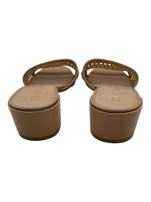Stuart Weitzman Shoe Size 5.5 Beige Leather Netted Open Square toe Mules Beige / 5.5