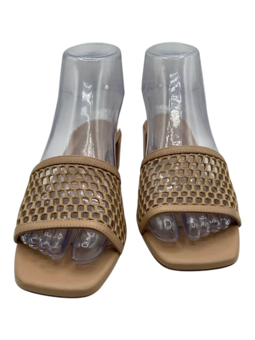 Stuart Weitzman Shoe Size 5.5 Beige Leather Netted Open Square toe Mules Beige / 5.5
