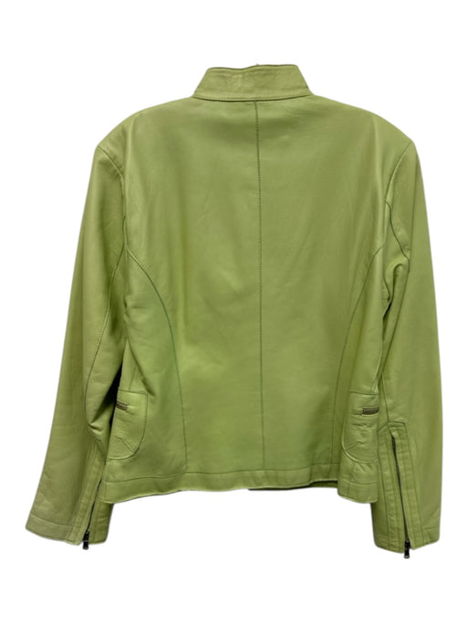 A. Raspini Size 46 Light Green Leather Zip Pockets double zip Paneled Jacket Light Green / 46