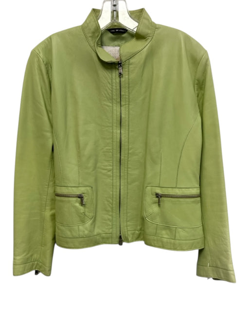 A. Raspini Size 46 Light Green Leather Zip Pockets double zip Paneled Jacket Light Green / 46