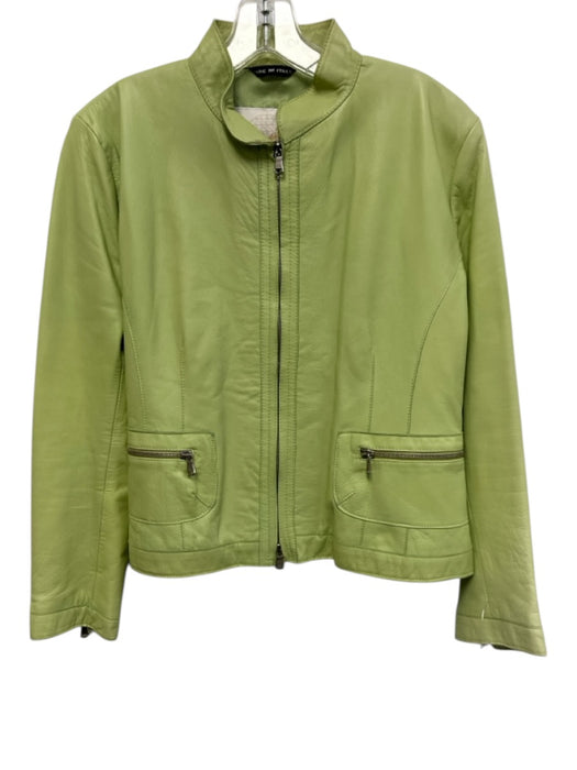 A. Raspini Size 46 Light Green Leather Zip Pockets double zip Paneled Jacket Light Green / 46
