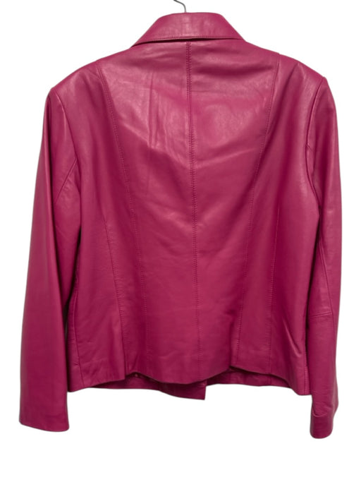 Yvonne Le Marie Size 8 Magenta Pink Lamb leather Side Zip Paneled Collar Jacket Magenta Pink / 8