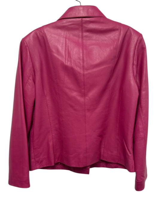 Yvonne Le Marie Size 8 Magenta Pink Lamb leather Side Zip Paneled Collar Jacket Magenta Pink / 8