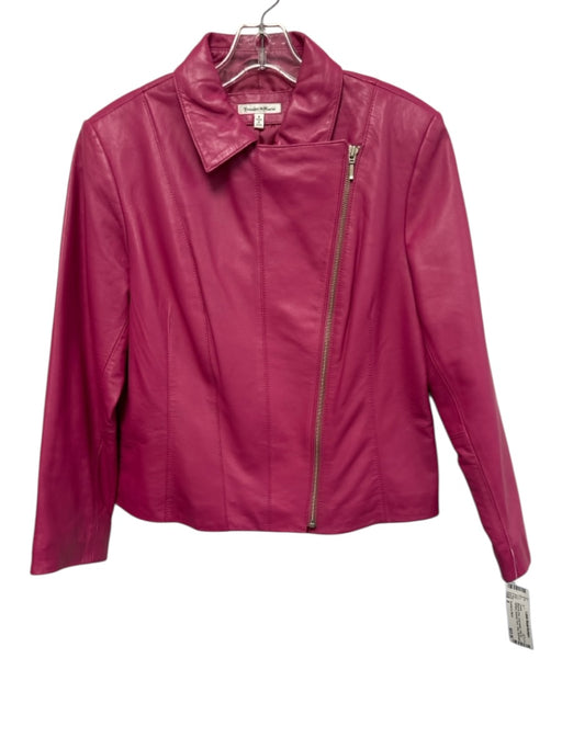 Yvonne Le Marie Size 8 Magenta Pink Lamb leather Side Zip Paneled Collar Jacket Magenta Pink / 8