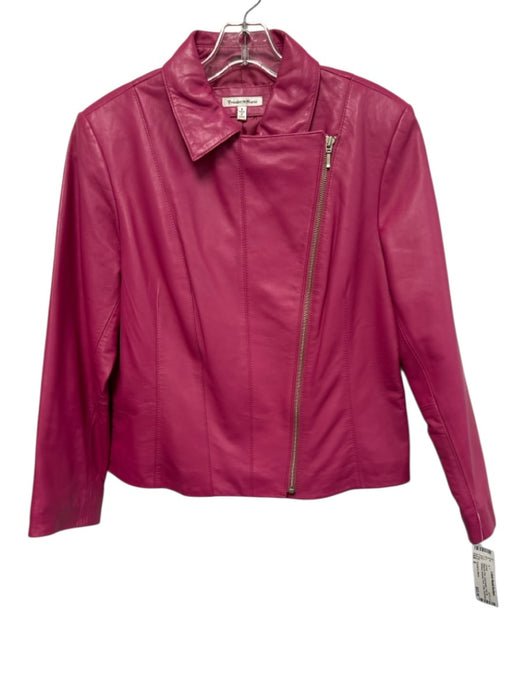 Yvonne Le Marie Size 8 Magenta Pink Lamb leather Side Zip Paneled Collar Jacket Magenta Pink / 8