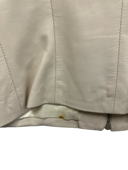 A. Raspini Size 44 Beige Leather Zip Pockets double zip Princess Seams Jacket Beige / 44
