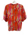 Vilagallo Size 42 Orange, Pink, Beige Short Puff Sleeve Abstract Print Top Orange, Pink, Beige / 42
