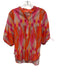 Vilagallo Size 42 Orange, Pink, Beige Short Puff Sleeve Abstract Print Top Orange, Pink, Beige / 42
