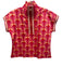 Emily McCarthy Size XS Pink, Red, Cream Tencel Blend Short Sleeve Side Slit Top Pink, Red, Cream / XS
