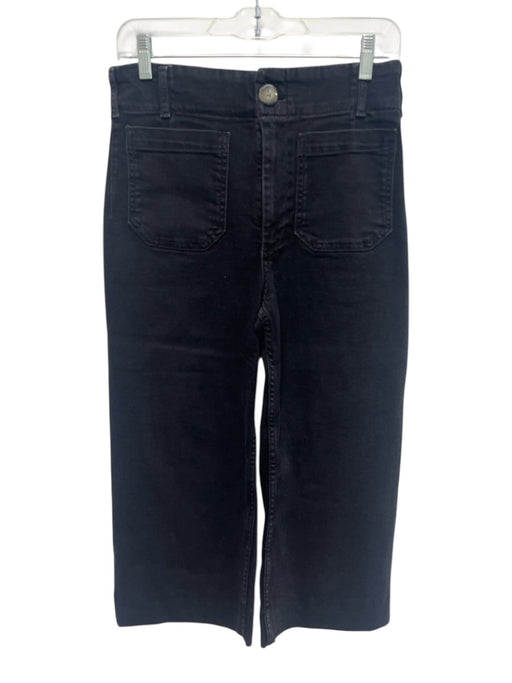 Maeve Size 27 Faded Black Cotton Denim High Rise Patch Pocket Wide Leg Jeans Faded Black / 27