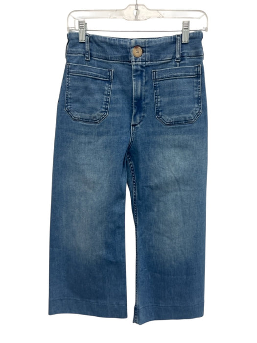 Maeve Size 27 Medium Wash Cotton Denim High Rise Patch Pocket Wide Leg Jeans Medium Wash / 27