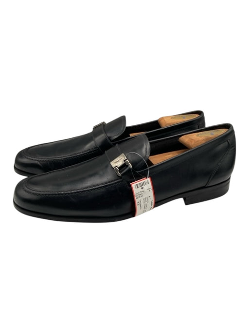 Ferragamo Shoe Size 13 Black Leather Solid Rubber Bottom Dress Men's Shoes 13