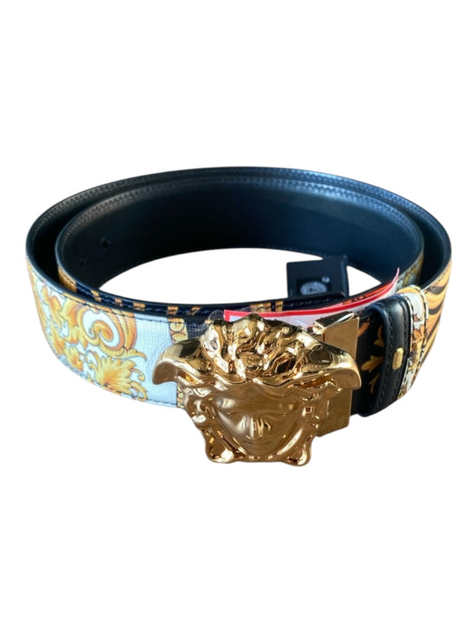 Versace New black & gold Leather Baroque Medusa Men's Belt