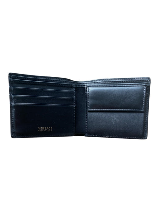 Versace AS IS - Minor Stain Black Leather Solid Medusa Bi Fold Men's Wallet