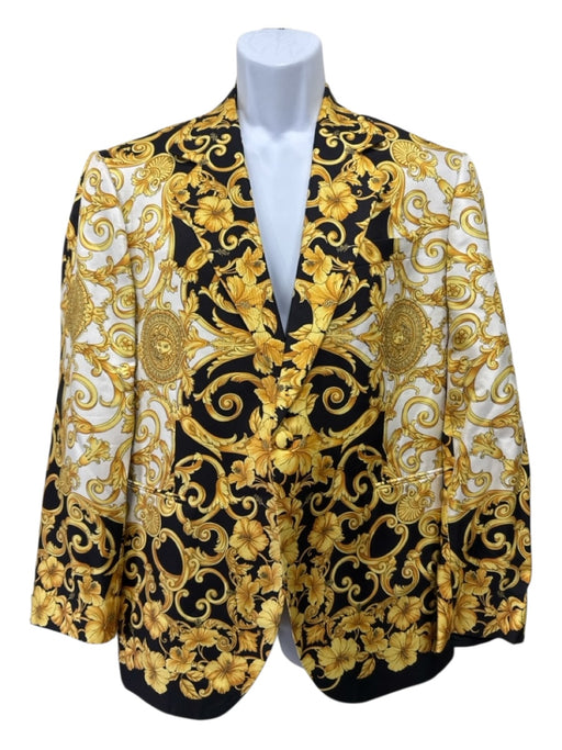 Versace White & Gold Wool Blend Medusa 2 Button Men's Blazer White & Gold / 52