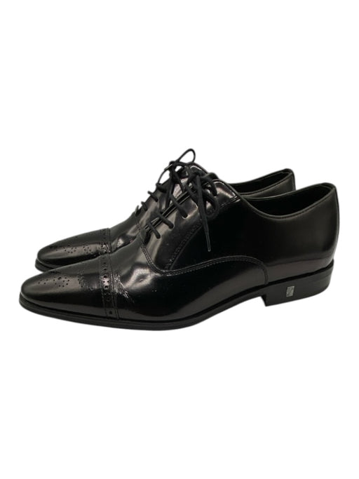 Versace Shoe Size 42 Good Black Leather Solid Lace Up Brogue Men's Shoes 42