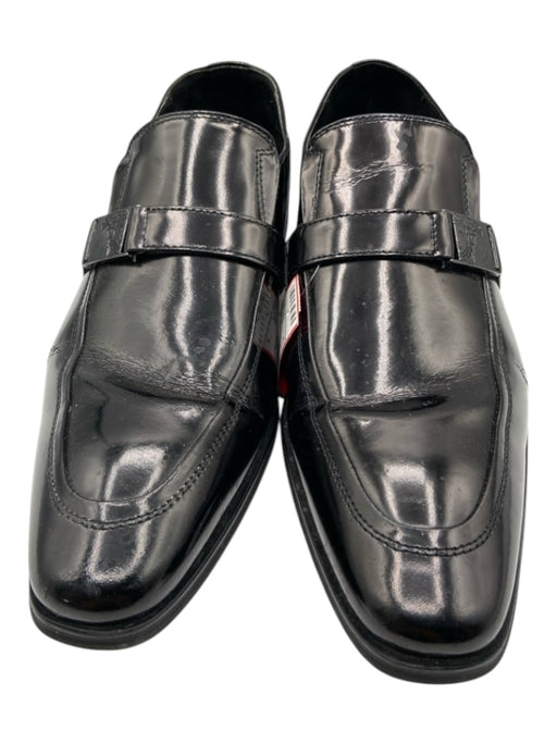 Versace Shoe Size 42 Black Leather Solid Single Monkstrap Dress Men's Shoes 42