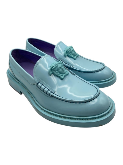 Versace Shoe Size 41.5 Light blue Leather Solid Medusa loafer Men's Shoes 41.5