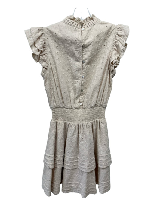 Cleobella Size XS Beige Cotton Ruffle Cap Sleeve Floral Eyelet Embroidered Dress Beige / XS