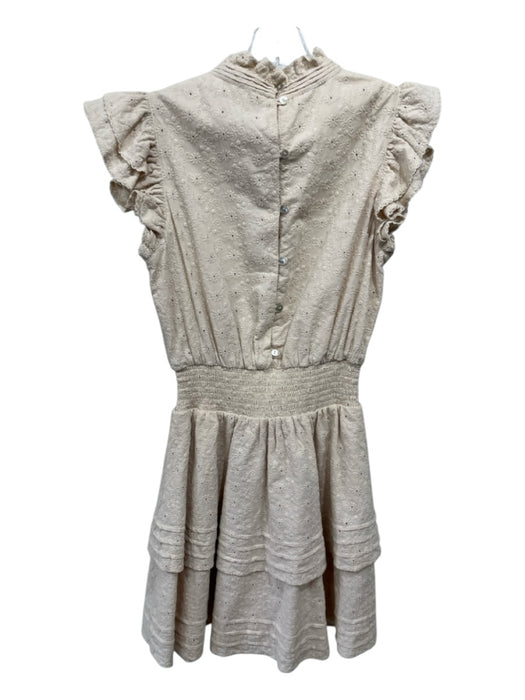 Cleobella Size XS Beige Cotton Ruffle Cap Sleeve Floral Eyelet Embroidered Dress Beige / XS