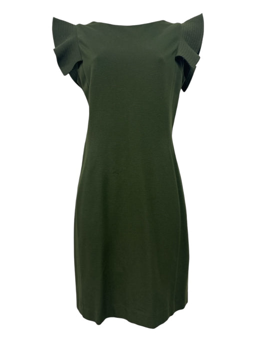 Gucci Size S Green Viscose & Polyamide Back Zip Ruffle Cap Sleeve Dress Green / S