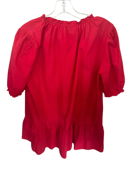 Caryn Lawn Size One Size Fits Most Red Cotton Ruffle Collar 1/4 Button Dress Red / One Size Fits Most