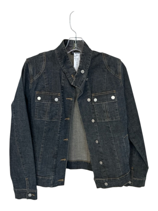 Isda & Co Size S Dark Blue Cotton Denim Front Pockets Button Up Collar Jacket Dark Blue / S