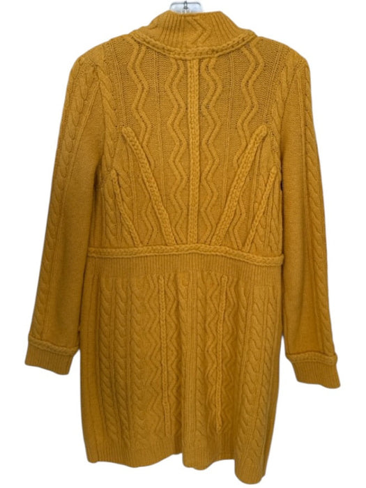 Sparrow Size M Mustard Lamb's Wool Sweater Hand Knit Button Down Dress Mustard / M