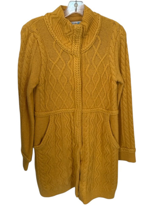 Sparrow Size M Mustard Lamb's Wool Sweater Hand Knit Button Down Dress Mustard / M