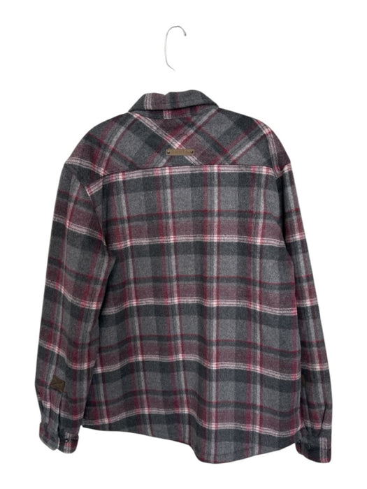 Dakota Grizzly Size L Red & Grey Wool Blend Plaid Button Down Collar Jacket Red & Grey / L
