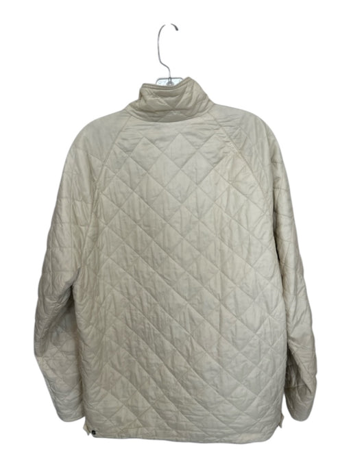 Barbour Size L Cream Nylon Blend Zip Up Quilted Pockets Men's Jacket Cream / L