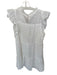 Entro Size L White Cotton Eyelet High Neck Flutter Cap Sleeve Mini Dress White / L