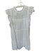 Entro Size L White Cotton Eyelet High Neck Flutter Cap Sleeve Mini Dress White / L
