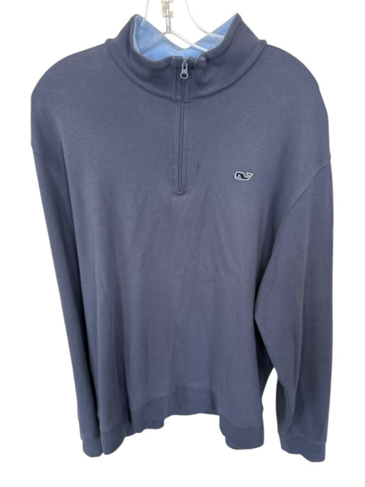 Vineyard vines Blue Gray Pima Cotton Quarter Zip Long Sleeve Men's Pullover Blue Gray / XL