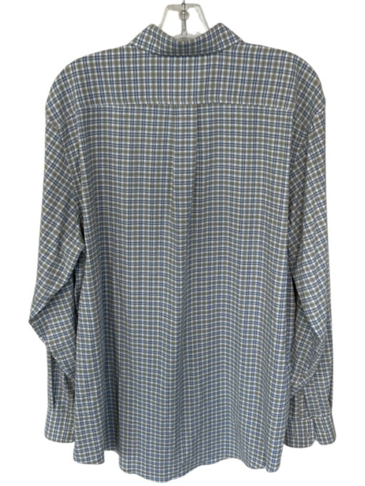 Genteal Size XL Taupe & Blue Print Cotton Plaid Button Down Men's Shirt Taupe & Blue Print / XL