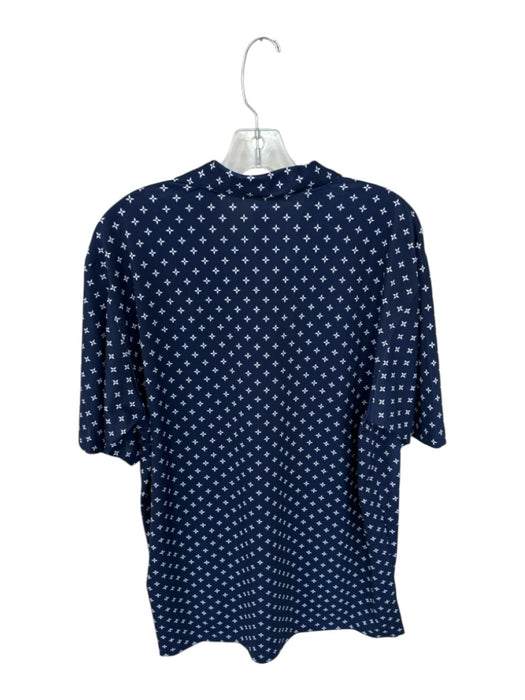 Paul Stuart Size L Navy & White Polyester Flowers Golf Men's Polo Navy & White / L