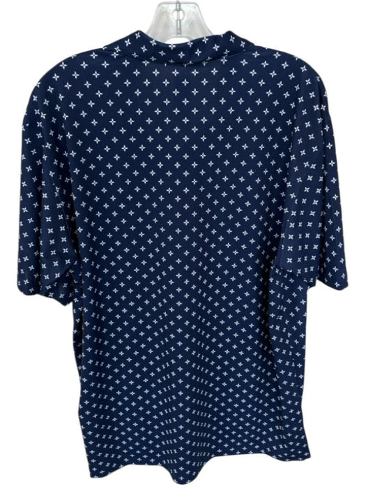 Paul Stuart Size L Navy & White Polyester Flowers Golf Men's Polo Navy & White / L