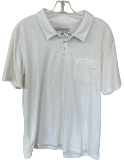 Outerknown Size L Cream Terry Men's Polo Cream / L