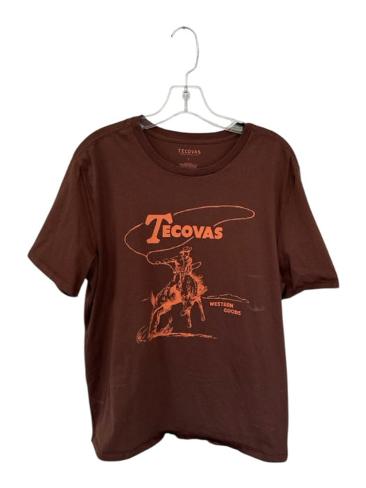 Tecovas Size L Brown & Orange Cotton Cowboy Men's T-Shirt Brown & Orange / L