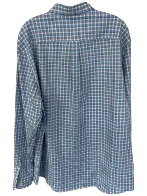 Johnnie-O Size XL Blue & Orange Cotton Grid Button Down Men's Shirt Blue & Orange / XL