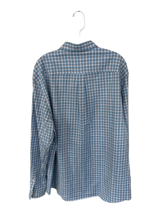 Johnnie-O Size XL Blue & Orange Cotton Grid Button Down Men's Shirt Blue & Orange / XL
